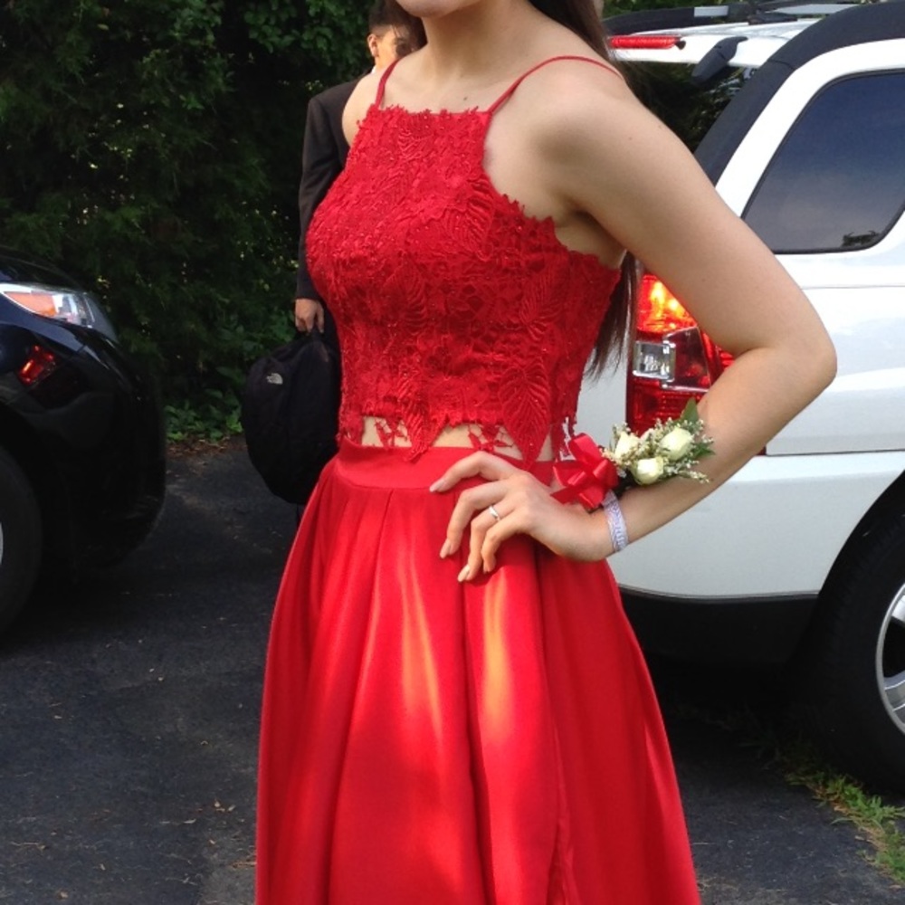 Stunning two piece red gown